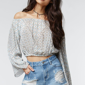 Kendall & Kylie Off The Shoulder Cropped Top - Womens Shirts