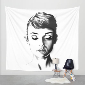Audrey Hepburn Wall Tapestry by Geryes