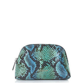 Snake-Effect Make-Up Bag - Green