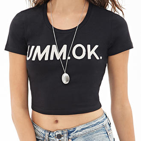 FOREVER 21 Sarcastic Graphic Crop Top Black/White