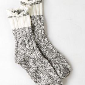 AEO Women's Marled Lace Trim Sock (Charcoal)