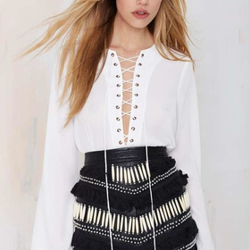 Nasty Gal Livin' After Midnight Lace-Up Blouse