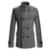 Doublju Mens Casual Double PEA Wool Half Trench Coat Jacket GREY Medium / EU Small