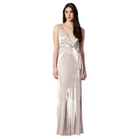 Debut Light gold pleated maxi dress