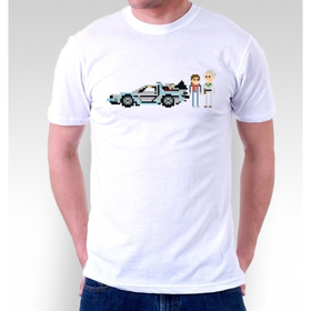 Back to the Future 8-Bit Marty and the Doc White T-Shirt X-Large ZT - 365games.co.uk