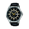 Casio Men's Quartz Watch with Black Dial Analogue Display and Black Leather Strap MTP-E108L-1AV