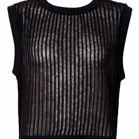 Motel Riley Sleeveless Crop Top in Black Ladder Knit