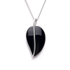 Silver, Onyx Leaf Shaped Pendant