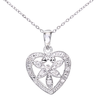 Ariel Women's 9ct White Gold Diamond Flower Heart Pendant + 46cm Trace Chain