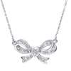 Ariel 9ct White Gold Diamond Heart Bow Tie Necklace of 42cm