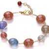 Amanti Venezia Murano Gold Plated Dusky Pink Glass Bead Bracelet with Gold Conterie Beads of 20 cm +