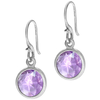 Dower & Hall Jewel Sterling Silver Faceted Round 10mm Amethyst Drop Earrings