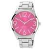 Nine West Women's Quartz Watch with Pink Dial Analogue Display and Silver Stainless Steel Brace