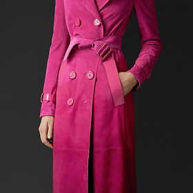 D?grad? Suede Trench Coat with Patent Trim