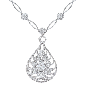 Ariel 18ct Round Brilliant White Gold Exquisite 6.00ct Diamond Filled Certified G/SI1 Flame Necklace
