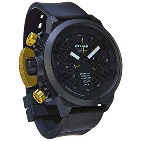Welder Men's Quartz Watch with Black Dial Chronograph Display and Black Rubber Strap K24-3309