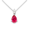 Miore 9ct White Gold 0.06ct SI Diamond with Created Ruby Pendant Necklace