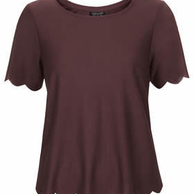 Scallop Frill Tee - Berry Red