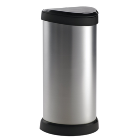 Curver 40 Litre Metal Effect One Touch Deco Bin, Silver