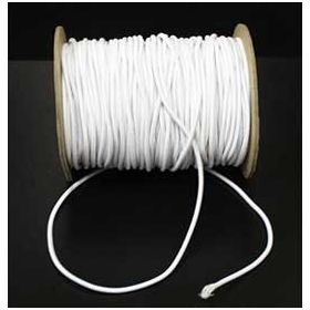 2.5mm wide Round White Elastic Cord - per 10 metres