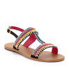 Multi-Coloured Beaded Sandals with Strap and Metal Buckle