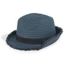 Paper Straw Hat with 'Raw' Frayed Edges and Plain Braid Trim
