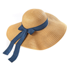 Wide-Brimmed Paper Straw Hat With Ribbon Bow