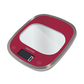 Salter Curve Glass Aquatronic Electronic Digital Kitchen Scale - RED 1050 RDRR
