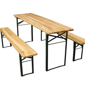 Outdoor Garden Camping Party Beer Wooden Trestle Table and Bench Set 3-Pc