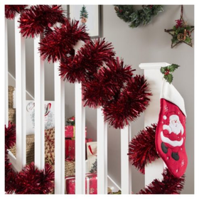 Christmas Tinsel, Red, 10m