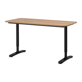 BEKANT Desk, oak veneer, black