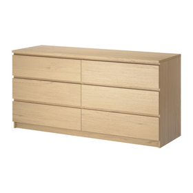 MALM Chest of 6 drawers, white stained oak veneer