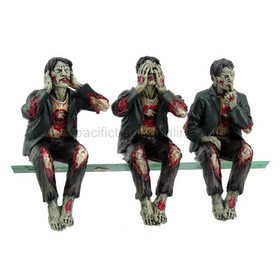 Walking Dead Zombie Undead See Hear Speak No Evil Set of Shelf Sitters Computer Top Statue Figurines
