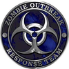 REFLECTIVE Zombie Response Team Zombie Outbreak Decal with Blue Skulls