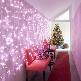 192 LED Pink Curtain Light, Low Voltage 2m X 2m