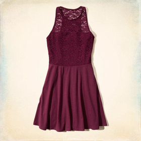 Lace High Neck Skater Dress