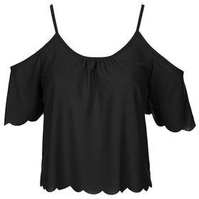 Scallop Bardot Top - Black