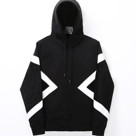 Mens Contrast Geomatric Neoprene Jersey Hoodie at Fabrixquare