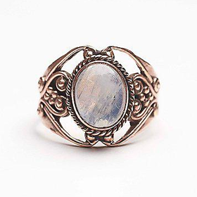 Tiger Mountain Womens Moonstone Engraved Ring