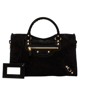 Balenciaga Baby Daim Giant Gold City Black - Women's Top Handle Bag