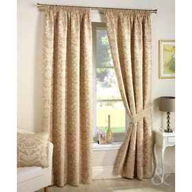 Just Contempo Luxury Jacquard Pencil Pleat Lined Curtains - Cre...