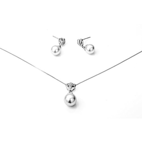Ana Morales Women´s set 925 silver pearls and Zirconia + 925 s...
