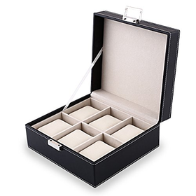 Amzdeal Deluxe 6-watch Storage Box Black Best Gift