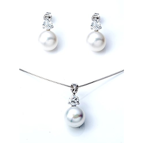Ana Morales Women´s pearl set 925 silver + 925 silver chain