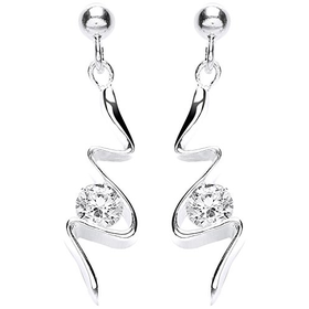 MiChic Premium Silver Fancy Drop Earrings with Solitaire Cubic Zirc...