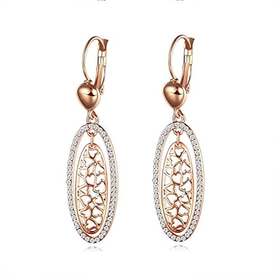 Narlino Rose gold plated oval swarovski crystal hanging earrings