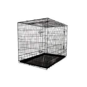 Allmax 3-Door Folding Metal Dog Crate with Steel Tray Large Black