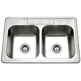 Houzer 3322-9BS4-1 Glowtone Double Bowl Drop-In Stainless St...