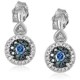 10k White Gold Blue and White Diamond Earrings (2/5 cttw, I-J ...