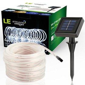LE 16.5ft LED Solar Rope Lights 50 LEDs Daylight White